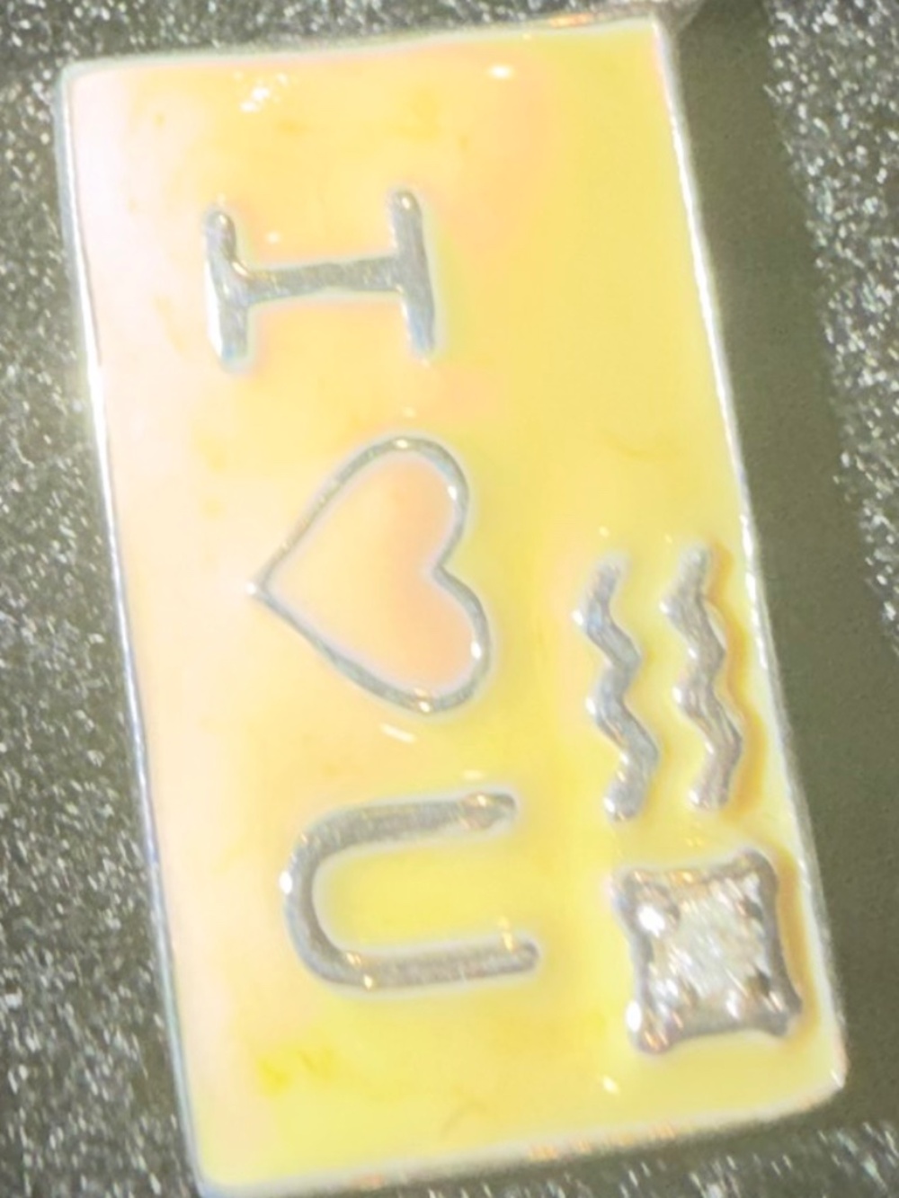 I Love You Post Card Pendant with .1ctw Diamond Stamp